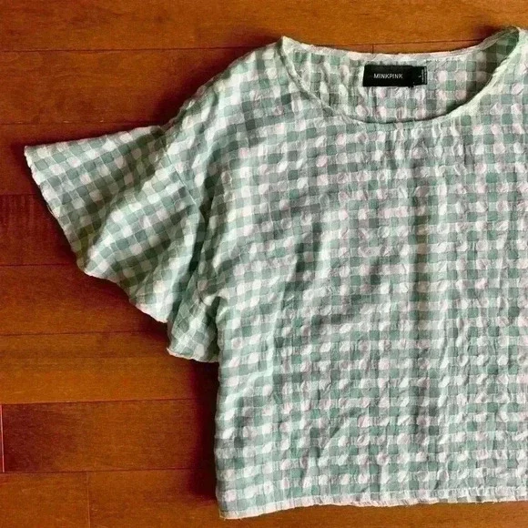 MINKPINK | Gingham short sleeve box top size L (fits small to med) - Picture 2 of 2